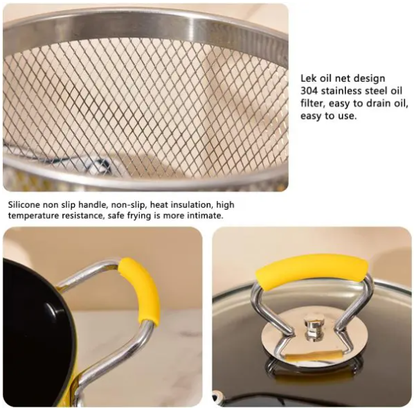 2L Stainless Steel Deep Fryer Pot with Basket – Oil Filter Design for Fries, Chicken, Shrimp & Snacks